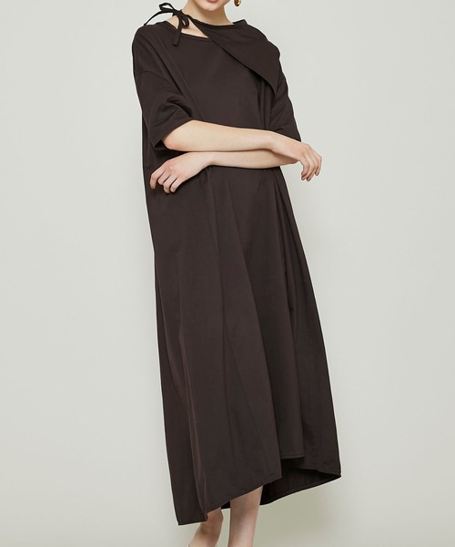 FEMMENT(ファモン)の「【FEMMENT(ファモン)】コットンオーガニッククロスジャージーレイヤードスリーブドレス/cotton organic cross jersey layered sleeve dress(ワンピース・レディース・ブラック/ワイン/ライトグリーン・1)」の3枚目の写真