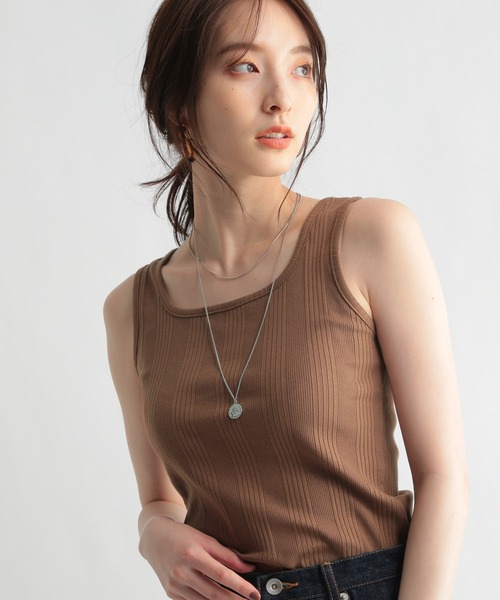 Andemiu（アンデミュウ）の「ランダムテレコタンク953943（タンクトップ・レディース・チャコール/ブラック/ホワイト/ブラウン/オフホワイト・FREE）」の5枚目の写真