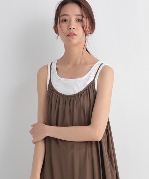 Andemiu（アンデミュウ）の「ランダムテレコタンク953943（タンクトップ・レディース・チャコール/ブラック/ホワイト/ブラウン/オフホワイト・FREE）」の2枚目の写真