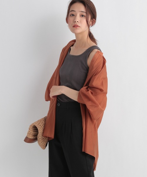 Andemiu（アンデミュウ）の「ランダムテレコタンク953943（タンクトップ・レディース・チャコール/ブラック/ホワイト/ブラウン/オフホワイト・FREE）」の19枚目の写真