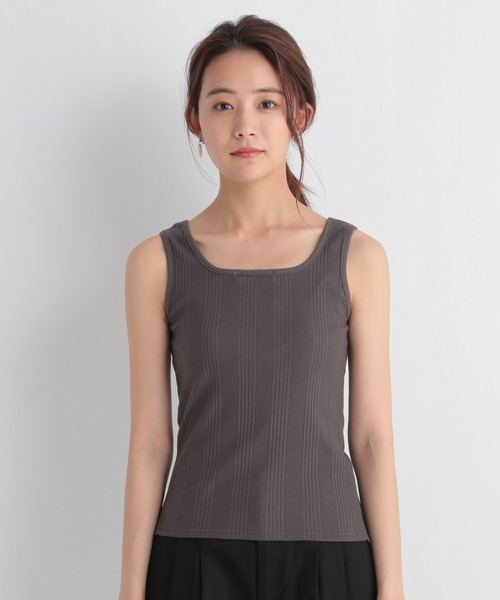 Andemiu（アンデミュウ）の「ランダムテレコタンク953943（タンクトップ・レディース・チャコール/ブラック/ホワイト/ブラウン/オフホワイト・FREE）」の12枚目の写真