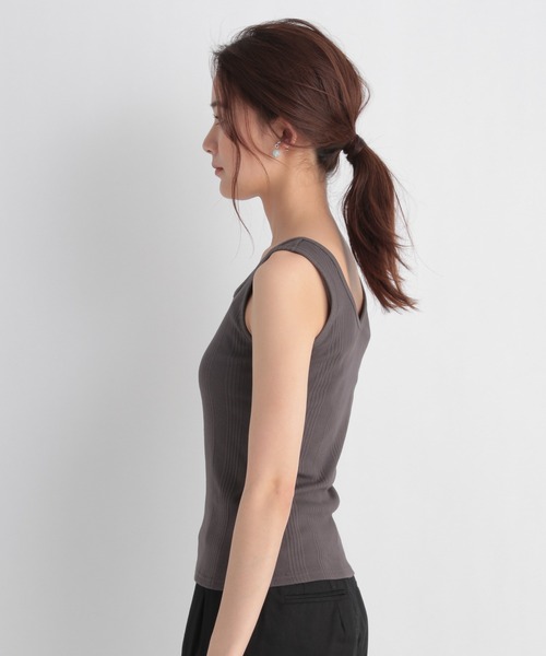 Andemiu（アンデミュウ）の「ランダムテレコタンク953943（タンクトップ・レディース・チャコール/ブラック/ホワイト/ブラウン/オフホワイト・FREE）」の15枚目の写真