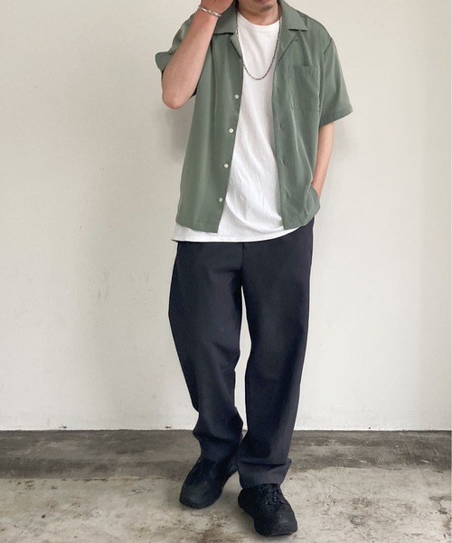 COMMON WARE(コモンウェアー)の「COMMONWARE:オープンカラーシャツ(シャツ/ブラウス・レディース・ホワイト/ブラック/モカ/グレイッシュベージュ/グリーン/サックスブルー・M/L/XL)」の5枚目の写真