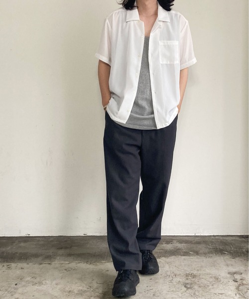 COMMON WARE(コモンウェアー)の「COMMONWARE:オープンカラーシャツ(シャツ/ブラウス・レディース・ホワイト/ブラック/モカ/グレイッシュベージュ/グリーン/サックスブルー・M/L/XL)」の8枚目の写真