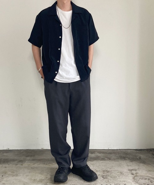 COMMON WARE(コモンウェアー)の「COMMONWARE:オープンカラーシャツ(シャツ/ブラウス・レディース・ホワイト/ブラック/モカ/グレイッシュベージュ/グリーン/サックスブルー・M/L/XL)」の10枚目の写真