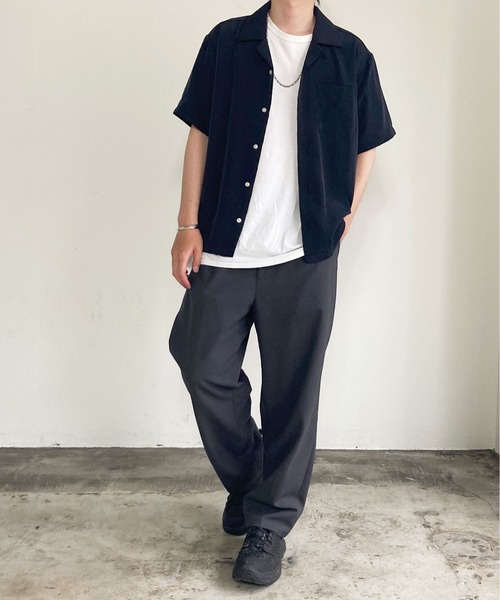 COMMON WARE(コモンウェアー)の「COMMONWARE:オープンカラーシャツ(シャツ/ブラウス・レディース・ホワイト/ブラック/モカ/グレイッシュベージュ/グリーン/サックスブルー・M/L/XL)」の11枚目の写真