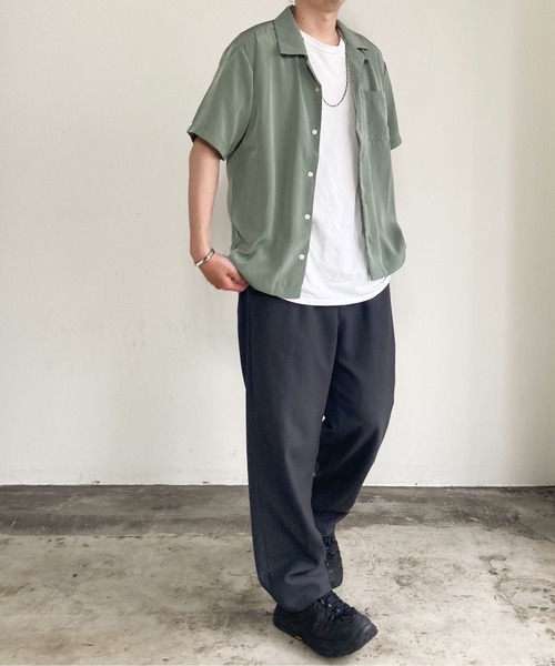 COMMON WARE(コモンウェアー)の「COMMONWARE:オープンカラーシャツ(シャツ/ブラウス・レディース・ホワイト/ブラック/モカ/グレイッシュベージュ/グリーン/サックスブルー・M/L/XL)」の17枚目の写真