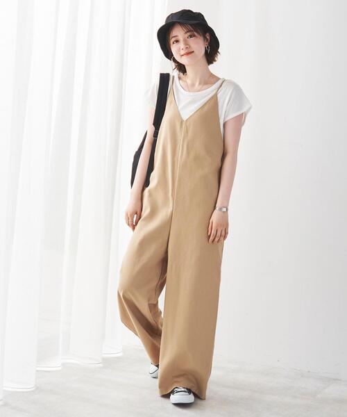 coen(コーエン)の「【2セットアイテム】Tシャツ×キャミサロペット#(サロペット/オーバーオール・レディース・オフホワイト/ブラック/ベージュ/ライム・MEDIUM/LARGE)」の3枚目の写真