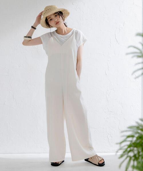 coen(コーエン)の「【2セットアイテム】Tシャツ×キャミサロペット#(サロペット/オーバーオール・レディース・オフホワイト/ブラック/ベージュ/ライム・MEDIUM/LARGE)」の9枚目の写真