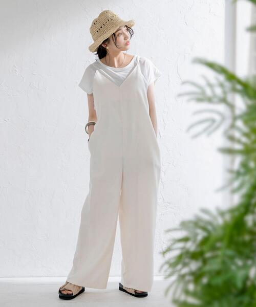 coen(コーエン)の「【2セットアイテム】Tシャツ×キャミサロペット#(サロペット/オーバーオール・レディース・オフホワイト/ブラック/ベージュ/ライム・MEDIUM/LARGE)」の13枚目の写真