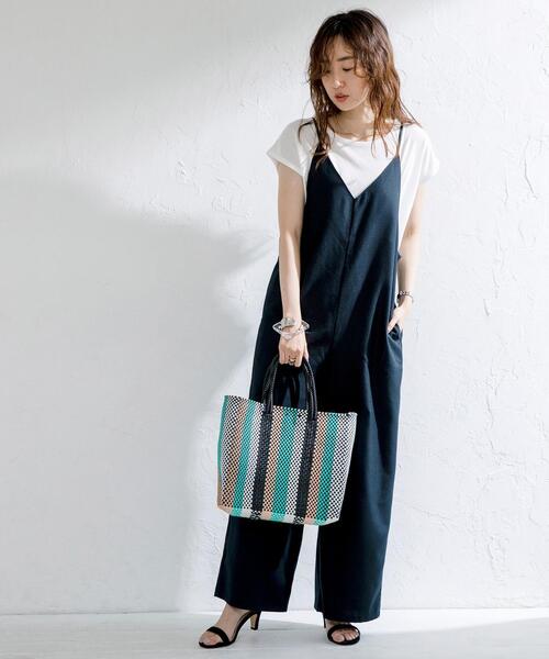 coen(コーエン)の「【2セットアイテム】Tシャツ×キャミサロペット#(サロペット/オーバーオール・レディース・オフホワイト/ブラック/ベージュ/ライム・MEDIUM/LARGE)」の15枚目の写真