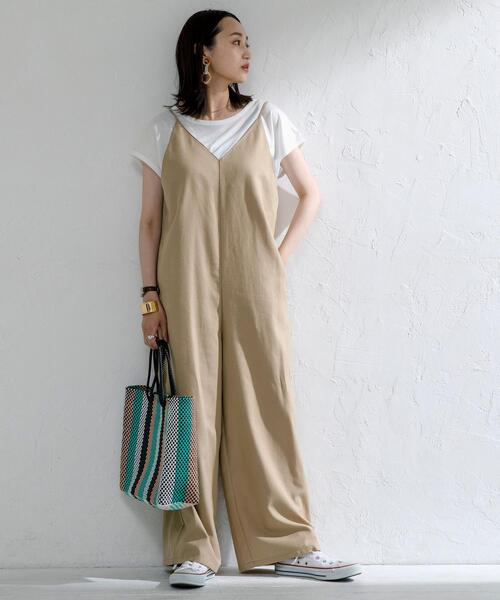 coen(コーエン)の「【2セットアイテム】Tシャツ×キャミサロペット#(サロペット/オーバーオール・レディース・オフホワイト/ブラック/ベージュ/ライム・MEDIUM/LARGE)」の20枚目の写真