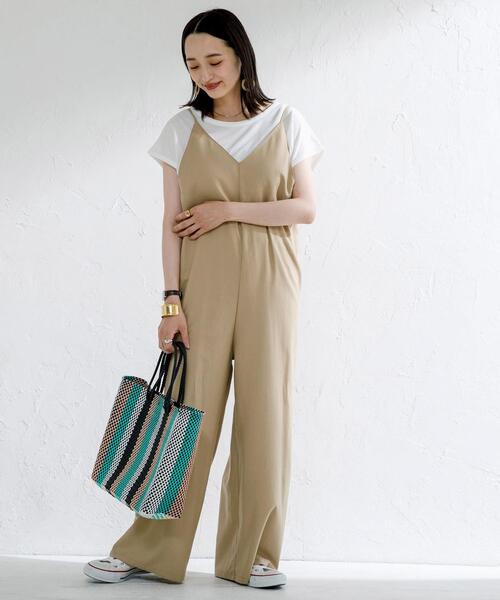 coen(コーエン)の「【2セットアイテム】Tシャツ×キャミサロペット#(サロペット/オーバーオール・レディース・オフホワイト/ブラック/ベージュ/ライム・MEDIUM/LARGE)」の21枚目の写真