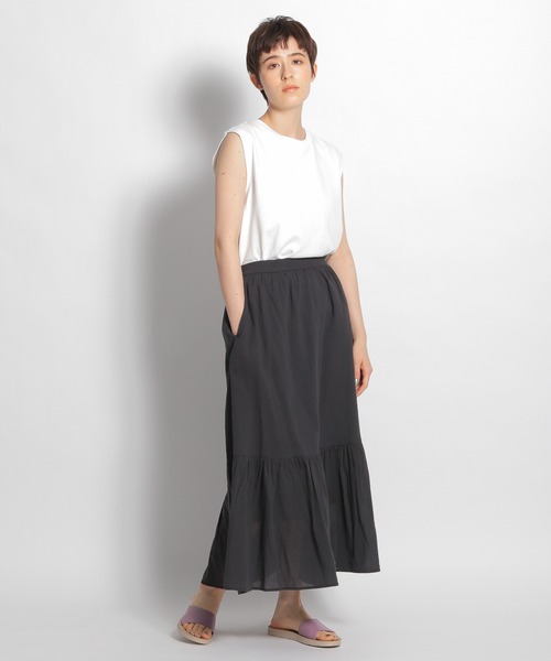 niko and...（ニコアンド）の「楊柳マキシ切り替えスカート（スカート・レディース・グリーン/レッド/チャコール/ライトグレー・LARGE/MEDIUM）」の7枚目の写真