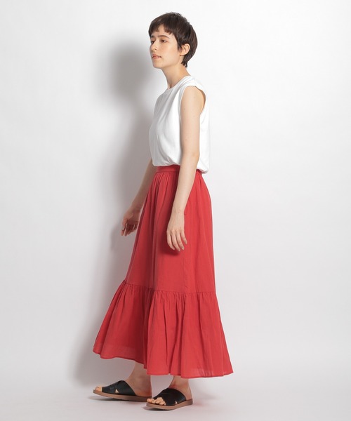 niko and...（ニコアンド）の「楊柳マキシ切り替えスカート（スカート・レディース・グリーン/レッド/チャコール/ライトグレー・LARGE/MEDIUM）」の8枚目の写真