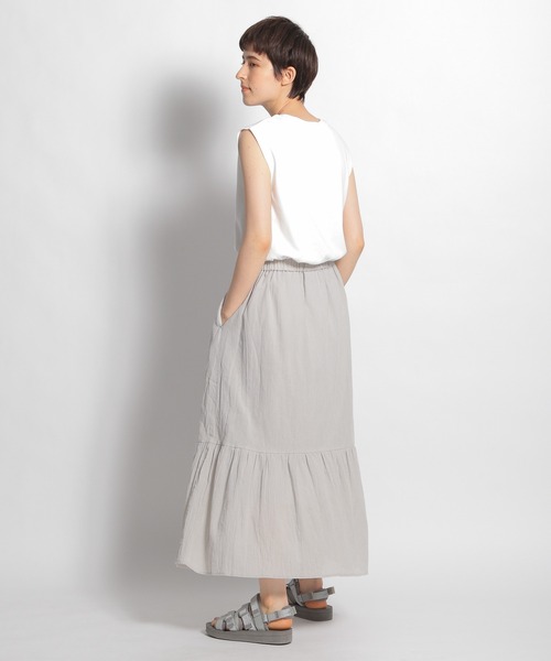 niko and...（ニコアンド）の「楊柳マキシ切り替えスカート（スカート・レディース・グリーン/レッド/チャコール/ライトグレー・LARGE/MEDIUM）」の5枚目の写真