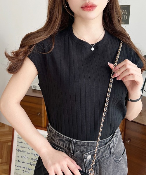 moment+（モーメントプラス）の「綿100％ワイドリブ.フレンチスリーブTシャツ（Tシャツ/カットソー・レディース・ブラック/ベージュ/オフホワイト/ライトグリーン/モカ/杢グレー/ナチュラル/カーキ/チャコールグレー/ブラウン・M/L）」の22枚目の写真