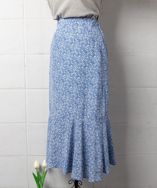 me+em select（ミームセレクト）の「小花柄ミモレマーメイドスカート（スカート・レディース・パープル/ネイビー/ブルー・FREE）」の13枚目の写真