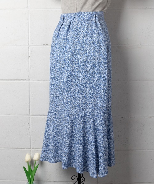 me+em select（ミームセレクト）の「小花柄ミモレマーメイドスカート（スカート・レディース・パープル/ネイビー/ブルー・FREE）」の14枚目の写真