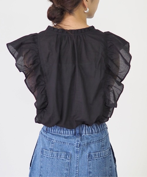 Riberry(リベリー)の「レース切替ラッフルノースリブラウス(シャツ/ブラウス・レディース・ブラック/オフホワイト・MEDIUM)」の18枚目の写真