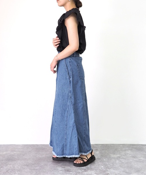 Riberry(リベリー)の「レース切替ラッフルノースリブラウス(シャツ/ブラウス・レディース・ブラック/オフホワイト・MEDIUM)」の21枚目の写真