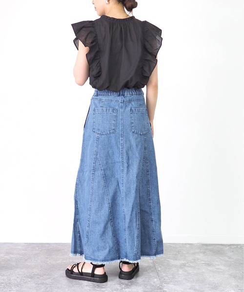 Riberry(リベリー)の「レース切替ラッフルノースリブラウス(シャツ/ブラウス・レディース・ブラック/オフホワイト・MEDIUM)」の22枚目の写真