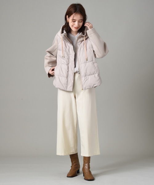 INTERPLANET(インタープラネット)の「スムースタフタ*カットボンディング異素材切替フード付ショートダウン(ダウンジャケット/コート・レディース・ブラック/モカ・FREE)」の14枚目の写真