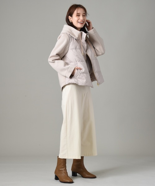 INTERPLANET(インタープラネット)の「スムースタフタ*カットボンディング異素材切替フード付ショートダウン(ダウンジャケット/コート・レディース・ブラック/モカ・FREE)」の15枚目の写真