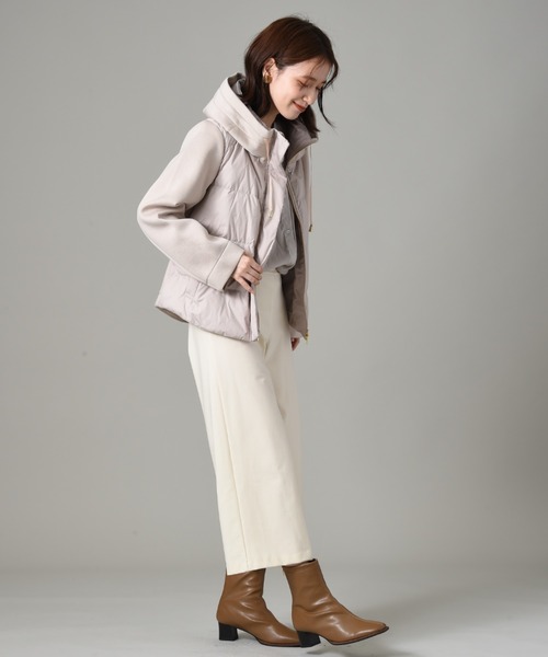 INTERPLANET(インタープラネット)の「スムースタフタ*カットボンディング異素材切替フード付ショートダウン(ダウンジャケット/コート・レディース・ブラック/モカ・FREE)」の16枚目の写真