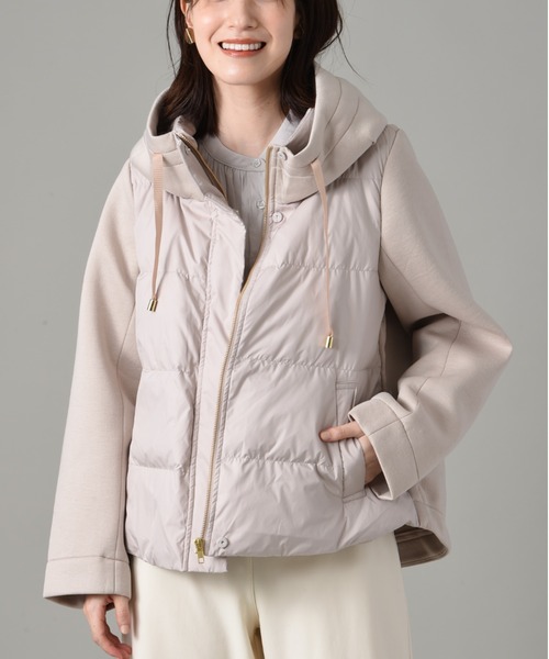 INTERPLANET(インタープラネット)の「スムースタフタ*カットボンディング異素材切替フード付ショートダウン(ダウンジャケット/コート・レディース・ブラック/モカ・FREE)」の10枚目の写真