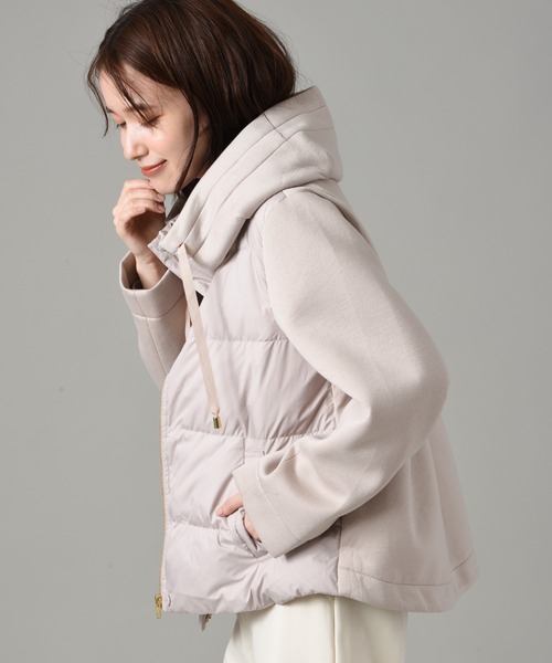 INTERPLANET(インタープラネット)の「スムースタフタ*カットボンディング異素材切替フード付ショートダウン(ダウンジャケット/コート・レディース・ブラック/モカ・FREE)」の11枚目の写真