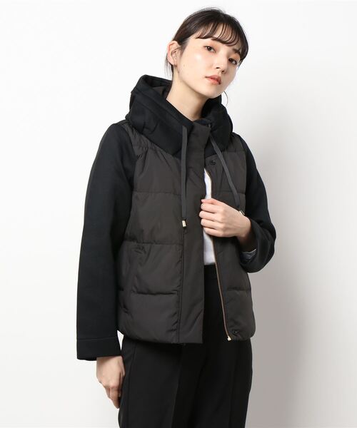 INTERPLANET(インタープラネット)の「スムースタフタ*カットボンディング異素材切替フード付ショートダウン(ダウンジャケット/コート・レディース・ブラック/モカ・FREE)」の19枚目の写真