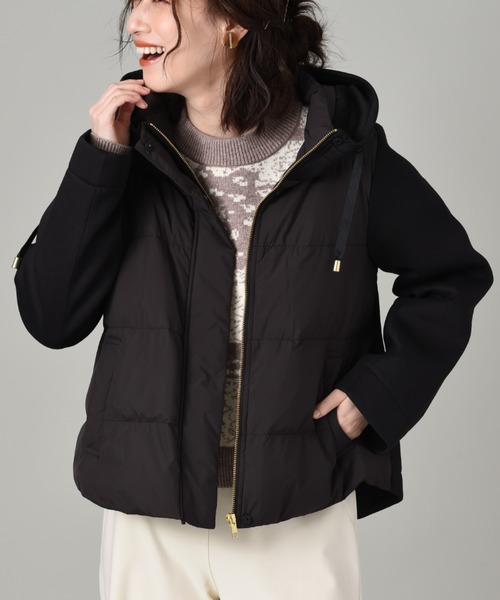 INTERPLANET(インタープラネット)の「スムースタフタ*カットボンディング異素材切替フード付ショートダウン(ダウンジャケット/コート・レディース・ブラック/モカ・FREE)」の20枚目の写真