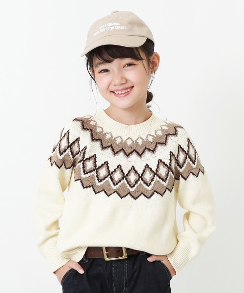 devirock（デビロック）の「ノルディック柄ニット（ニット/セーター・キッズ・グレー系その他/アイボリー・130cm/120cm/140cm/150cm/100cm/110cm/160cm）」の9枚目の写真