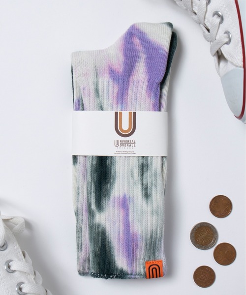 UNIVERSAL OVERALL（ユニバーサルオーバーオール）の「【UNIVERSAL OVERALL】タイダイクルーソックス U-003/LU-401（ソックス/靴下・メンズ・ブラック/パープル/ネイビー/イエロー/オレンジ/その他2/その他1/その他3/その他4/その他5・S/M）」の3枚目の写真