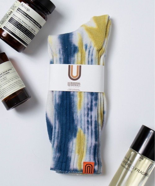 UNIVERSAL OVERALL（ユニバーサルオーバーオール）の「【UNIVERSAL OVERALL】タイダイクルーソックス U-003/LU-401（ソックス/靴下・メンズ・ブラック/パープル/ネイビー/イエロー/オレンジ/その他2/その他1/その他3/その他4/その他5・S/M）」の4枚目の写真