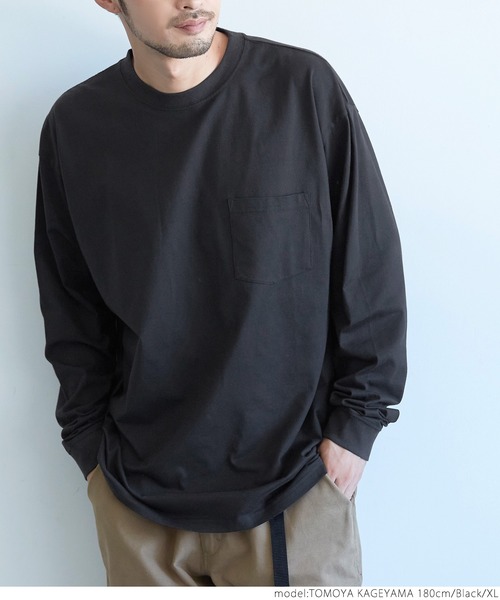 coca（coca）（コカ）の「メンズ　シルキータッチポケットロンT（Tシャツ/カットソー・メンズ・ブラック/ホワイト/ネイビー/カーキ・XL/M/L）」の8枚目の写真