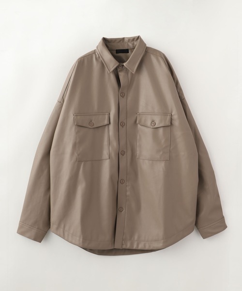 ADPOSION(アドポーション)の「フェイクレザー バルーンシルエットCPOジャケット(シャツ/ブラウス・メンズ・モカ/ブラック/ホワイト・MEDIUM/LARGE/X-LARGE)」の12枚目の写真
