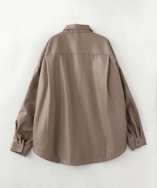 ADPOSION(アドポーション)の「フェイクレザー バルーンシルエットCPOジャケット(シャツ/ブラウス・メンズ・モカ/ブラック/ホワイト・MEDIUM/LARGE/X-LARGE)」の11枚目の写真