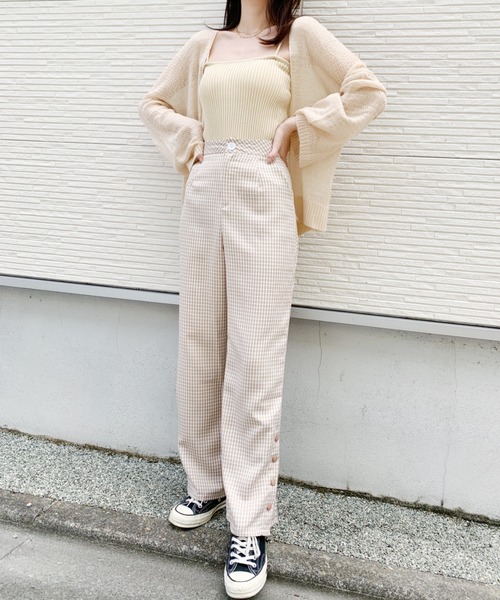 at12:03（アットイチニーゼロサン）の「サイドスリットチェックパンツ（スラックス・レディース・ベージュ/ブルー・M）」の20枚目の写真