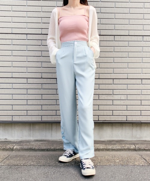 at12:03（アットイチニーゼロサン）の「サイドスリットチェックパンツ（スラックス・レディース・ベージュ/ブルー・M）」の21枚目の写真