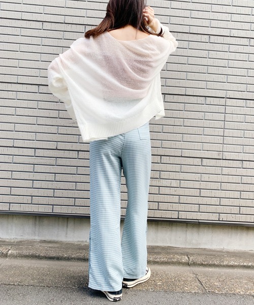 at12:03（アットイチニーゼロサン）の「サイドスリットチェックパンツ（スラックス・レディース・ベージュ/ブルー・M）」の22枚目の写真