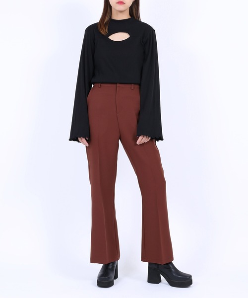 PUNYUS（プニュズ）の「カットアウトリブトップス(長袖)（Tシャツ/カットソー・レディース・ブラック/パープル/ブラウン・1/2/4/3）」の8枚目の写真