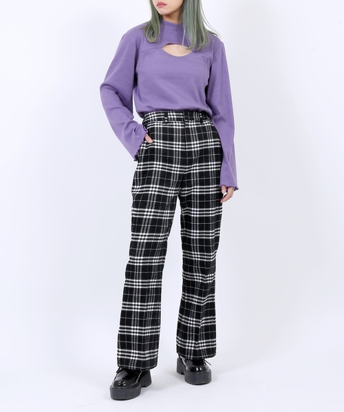 PUNYUS（プニュズ）の「カットアウトリブトップス(長袖)（Tシャツ/カットソー・レディース・ブラック/パープル/ブラウン・1/2/4/3）」の18枚目の写真