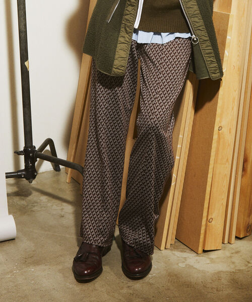 GLOSTER（グロスター）の「【GLOSTER/グロスター】ジャガード柄/千鳥チェック トラックパンツ イージーパンツ フレアパンツ（その他パンツ・メンズ・グレー系その他/ブラウン系その他/レッド系その他・MEDIUM/LARGE）」の7枚目の写真