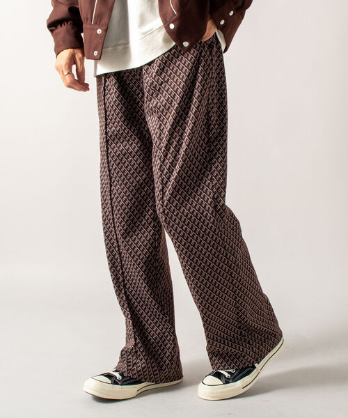 GLOSTER（グロスター）の「【GLOSTER/グロスター】ジャガード柄/千鳥チェック トラックパンツ イージーパンツ フレアパンツ（その他パンツ・メンズ・グレー系その他/ブラウン系その他/レッド系その他・MEDIUM/LARGE）」の8枚目の写真