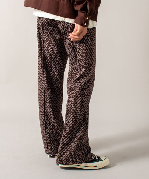 GLOSTER（グロスター）の「【GLOSTER/グロスター】ジャガード柄/千鳥チェック トラックパンツ イージーパンツ フレアパンツ（その他パンツ・メンズ・グレー系その他/ブラウン系その他/レッド系その他・MEDIUM/LARGE）」の5枚目の写真