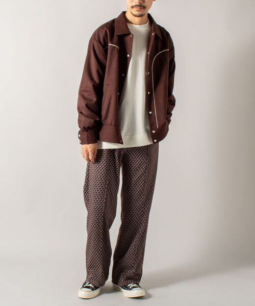 GLOSTER（グロスター）の「【GLOSTER/グロスター】ジャガード柄/千鳥チェック トラックパンツ イージーパンツ フレアパンツ（その他パンツ・メンズ・グレー系その他/ブラウン系その他/レッド系その他・MEDIUM/LARGE）」の11枚目の写真