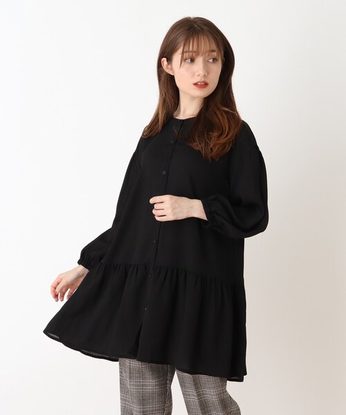 DRESKIP(ドレスキップ)の「◆イージーケアー2WAYティアードブラウス(シャツ/ブラウス・レディース・ブラック/ダークブラウン/ナチュラル/ホワイト系3/ブラック系/ピンク系・02/03)」の2枚目の写真