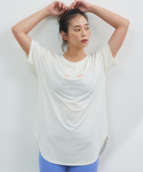 ellesse（エレッセ）の「【NERGY×ellesse】UV&吸水速乾 ロゴプリントビッグTシャツ（Tシャツ/カットソー・レディース・ホワイト/ラベンダー・FREE）」の5枚目の写真